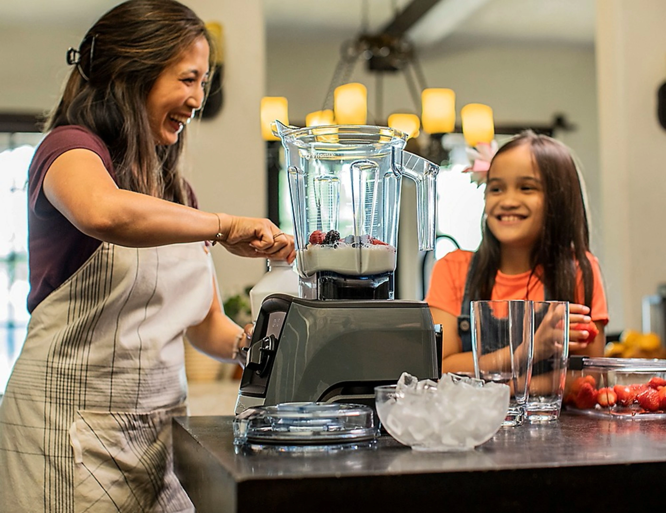 Mother and Daughter making a smoothie in Tritan blender