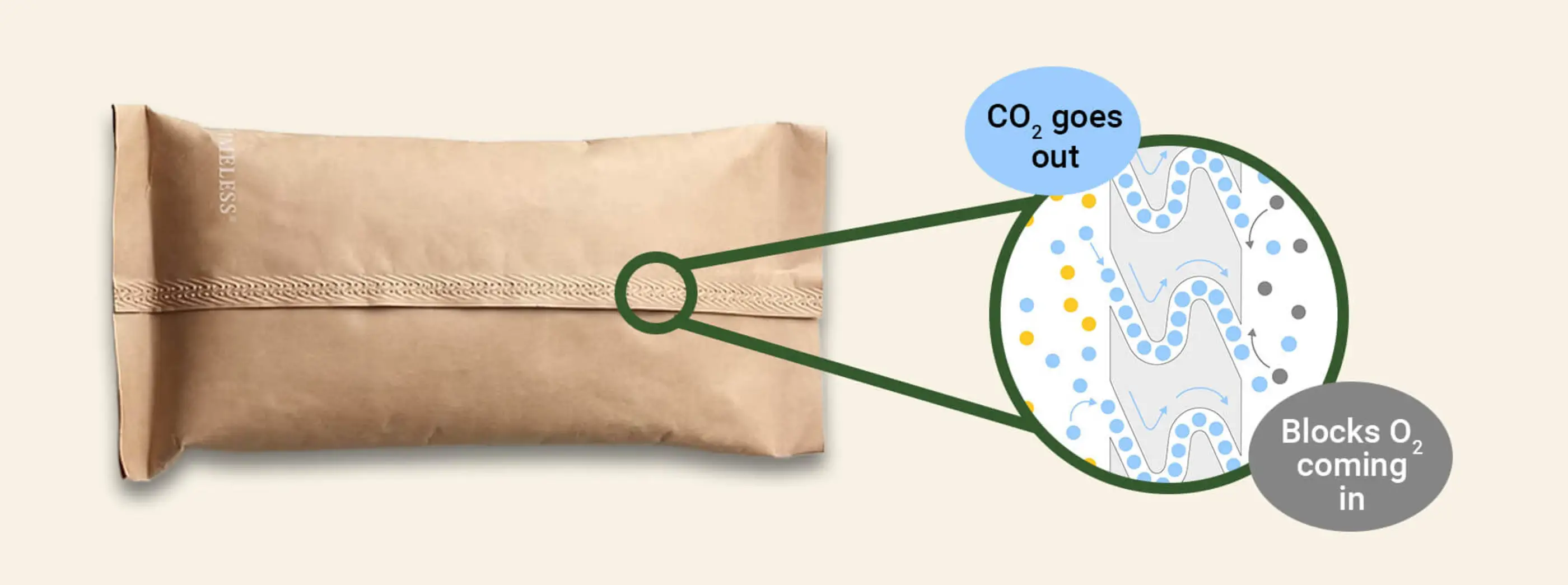 CO2 goes out, Blocks O2 coming in